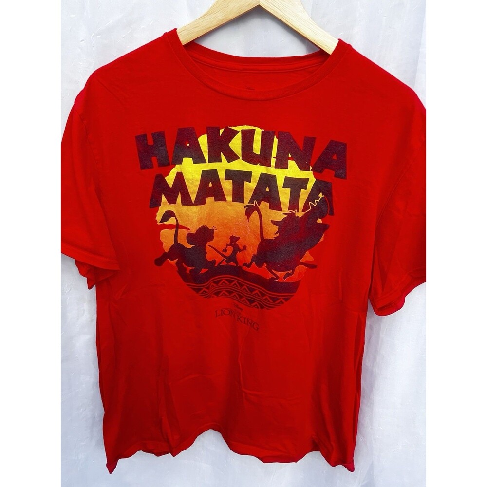 Disney Lion King Hakuna Matata T Shirt XL 46/48 Red Simba Timon Pumbaa